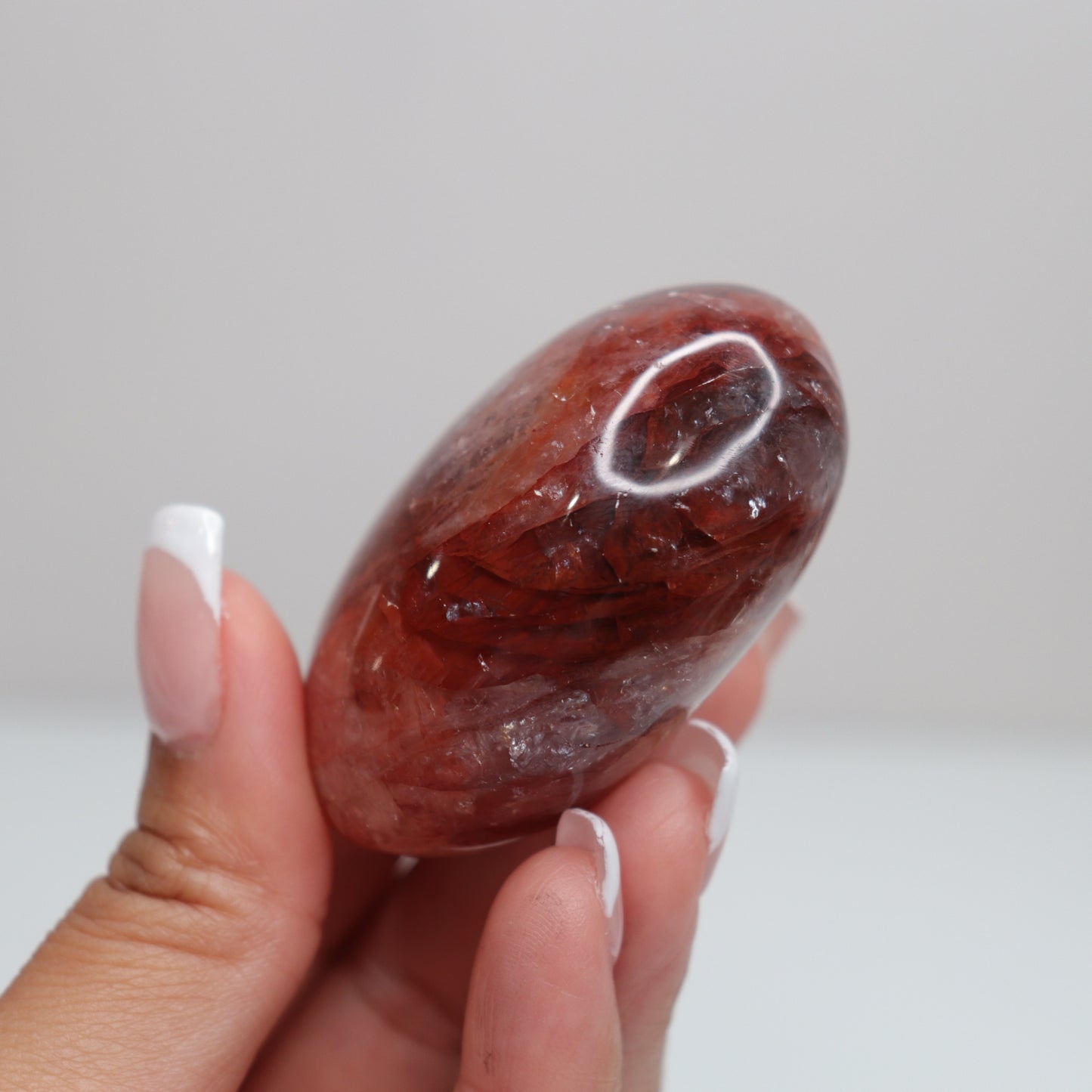 Hematoid Quartz Palm Stone | 19