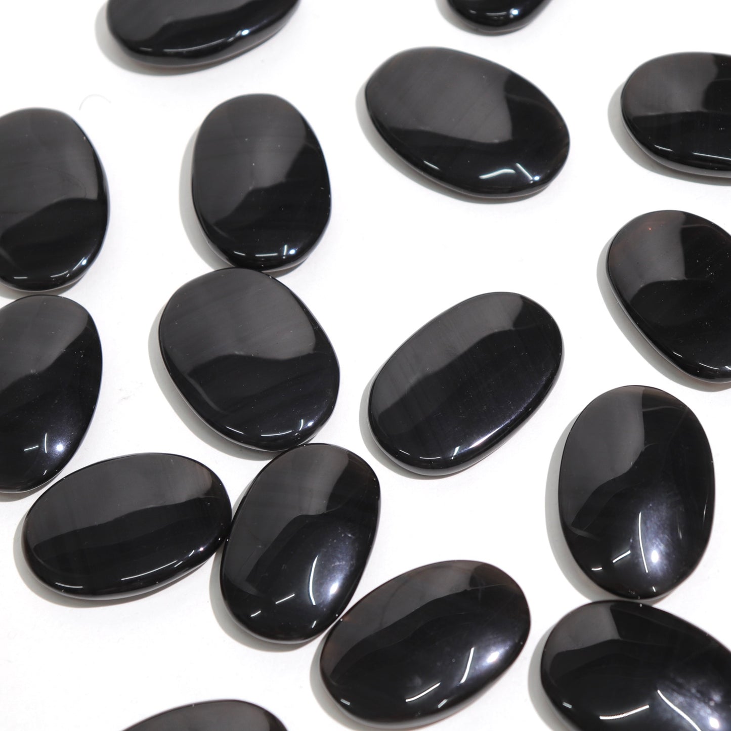 Midnight Lace Obsidian Flat Palm Stones