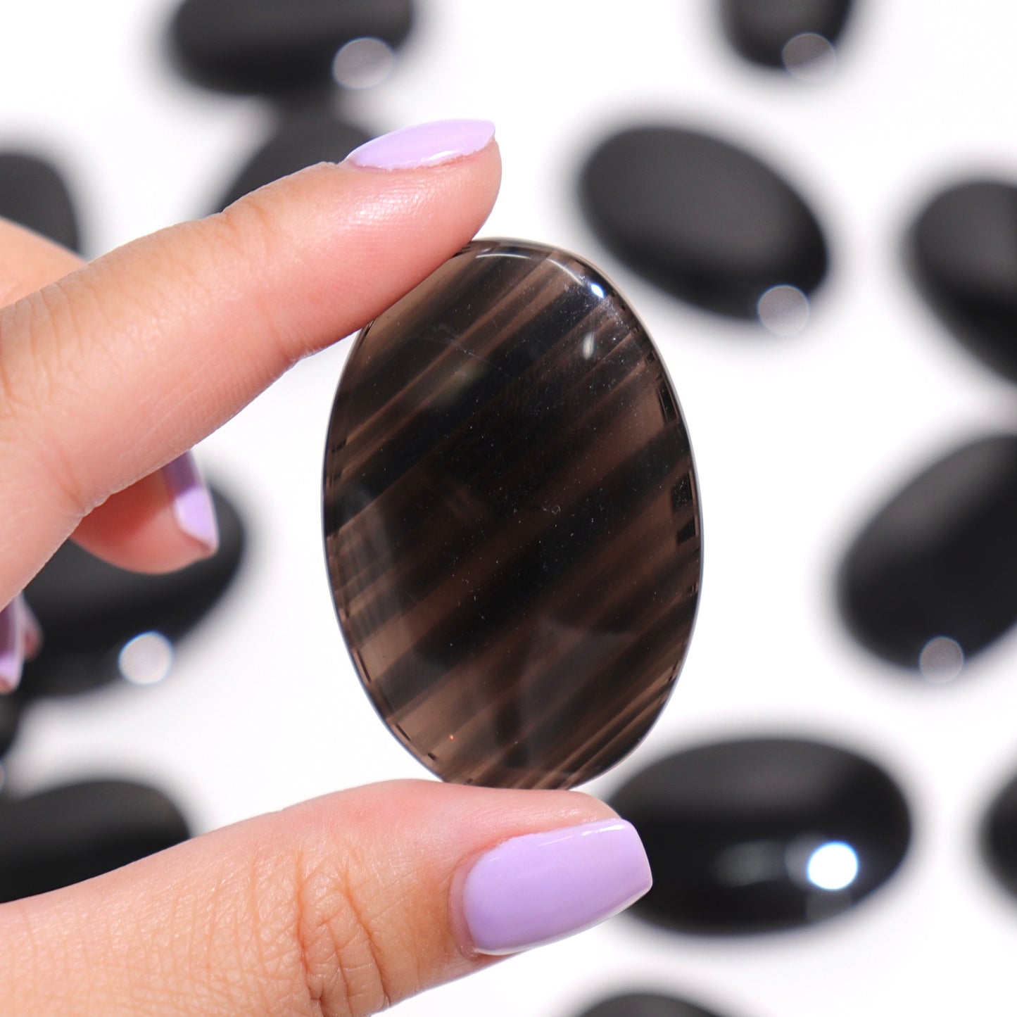 Midnight Lace Obsidian Flat Palm Stones