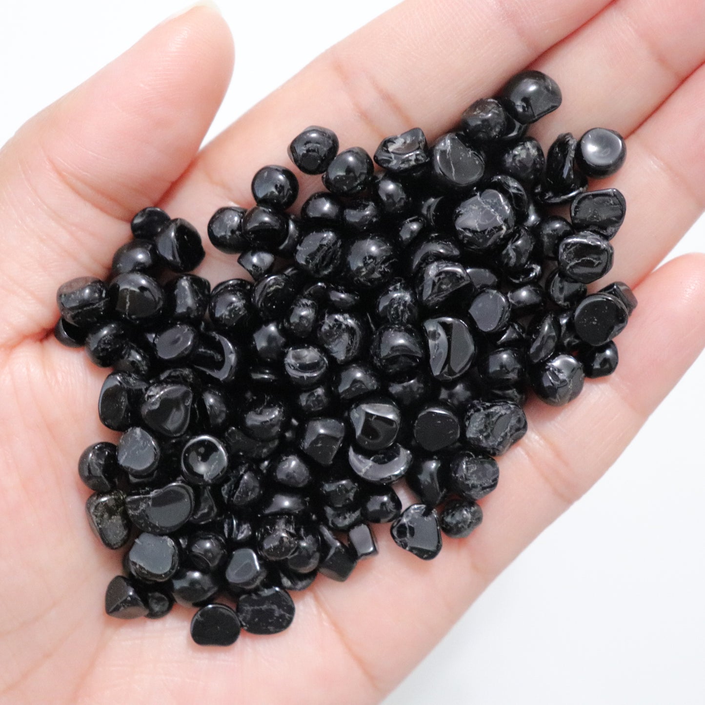 Black Tourmaline Chips- Crescents & Crystals