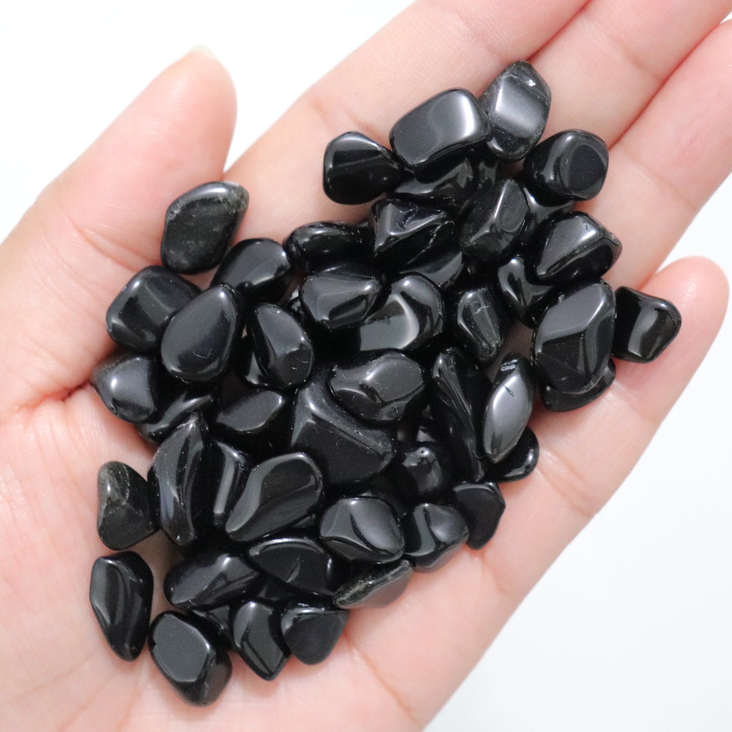 Black Obsidian Chips- Crescents & Crystals