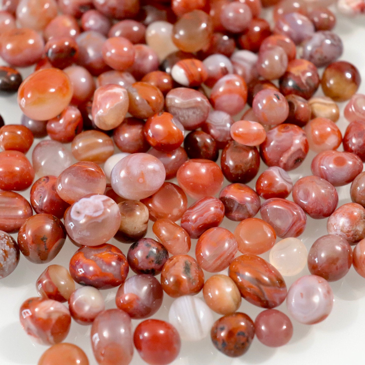 Mini Carnelian Agate Tumbles- Crescents & Crystals