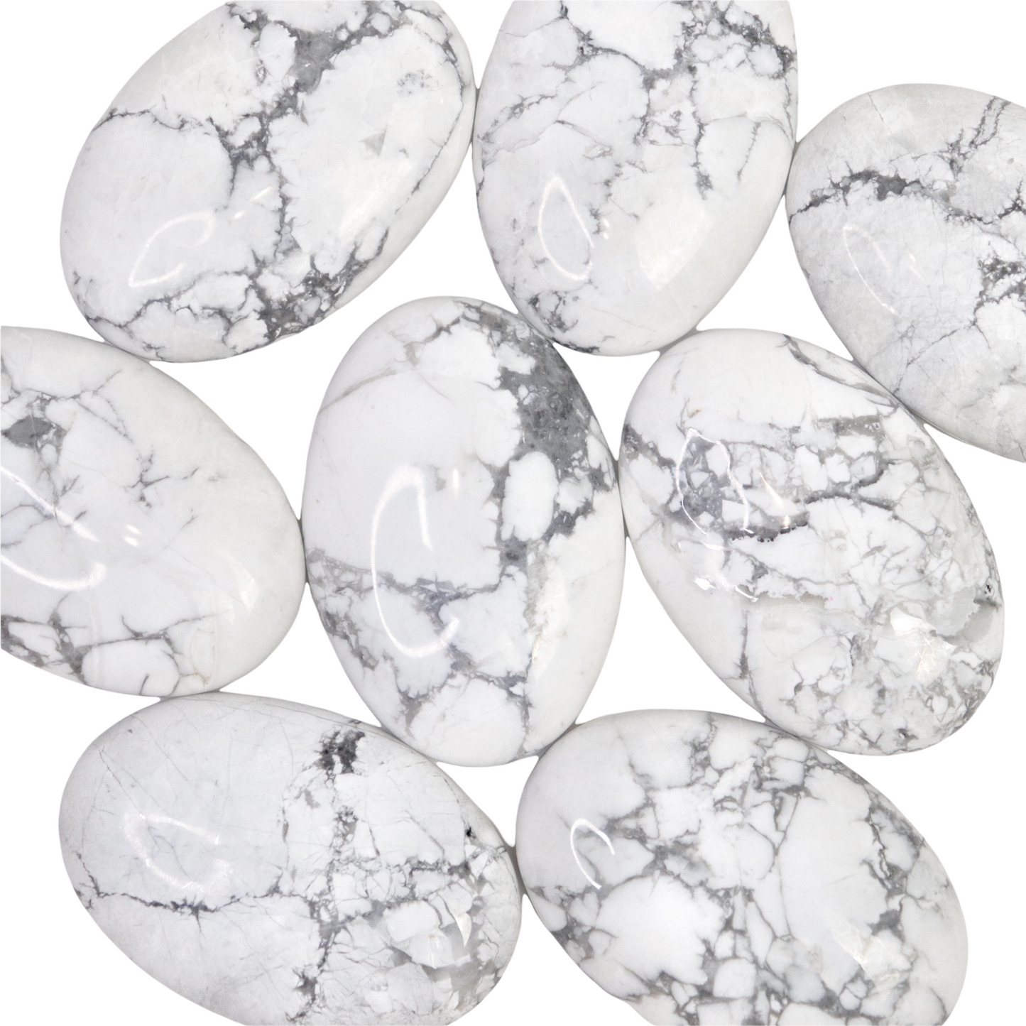 Howlite Palm Stones - Crescents & Crystals