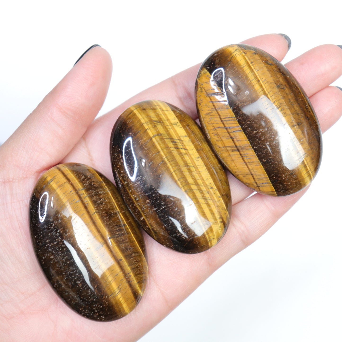 Tiger Eye Palm Stones - Crescents & Crystals