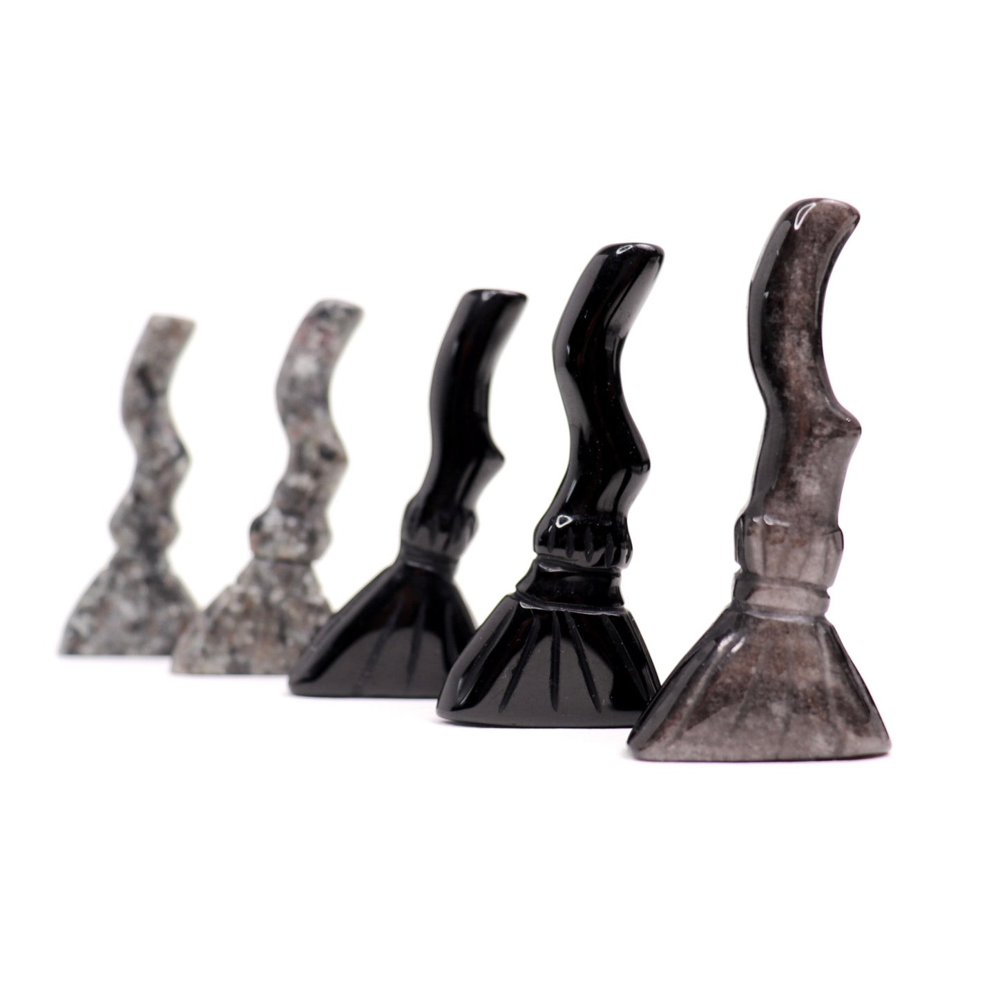 Yooperlite/Black/Silver Sheen Obsidian Witch Brooms