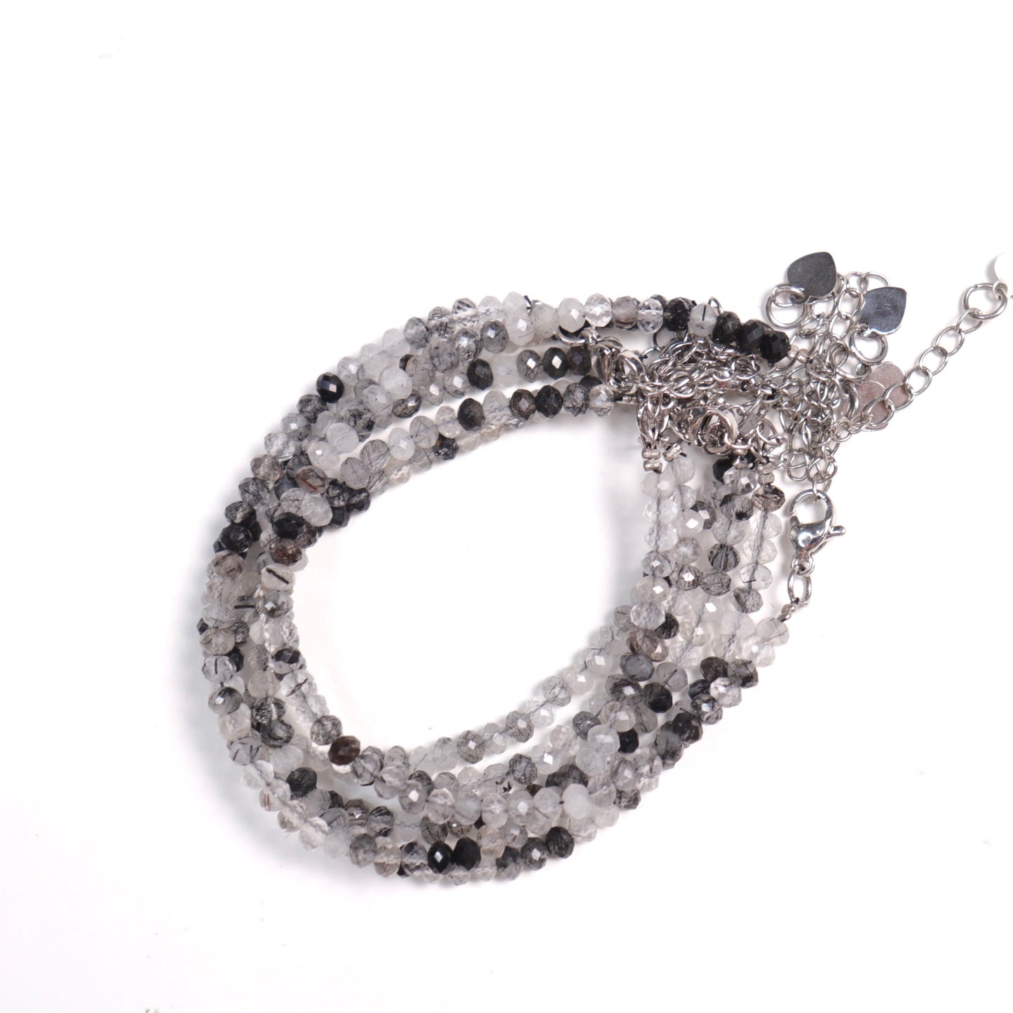 Faceted Tourmalinated Quartz Bracelets | 4mm