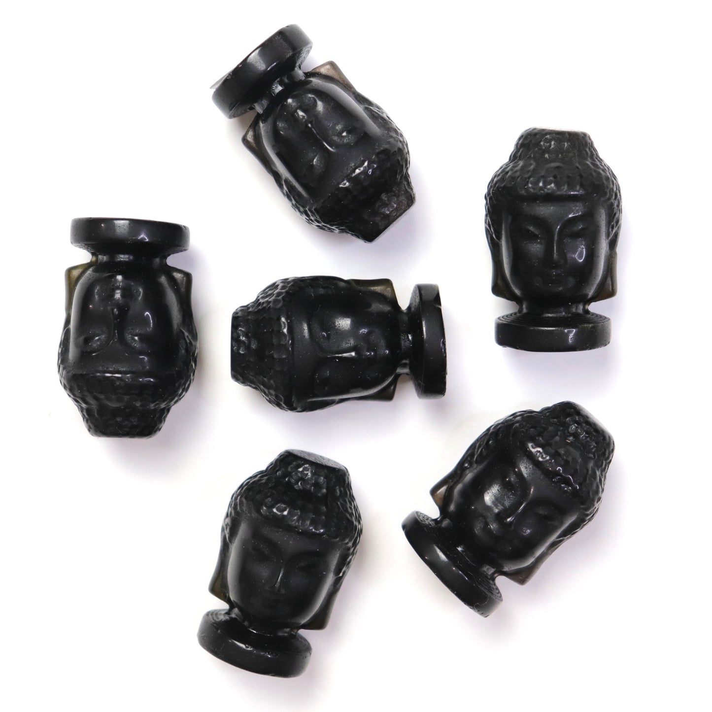 Mini Black Obsidian Buddha Head- Crescents & Crystals