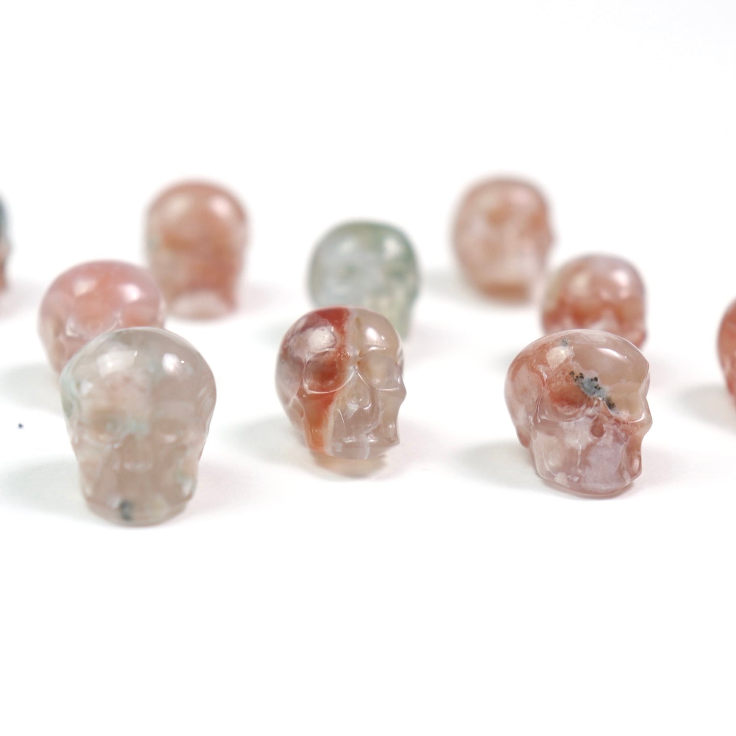 Flower Agate Skulls