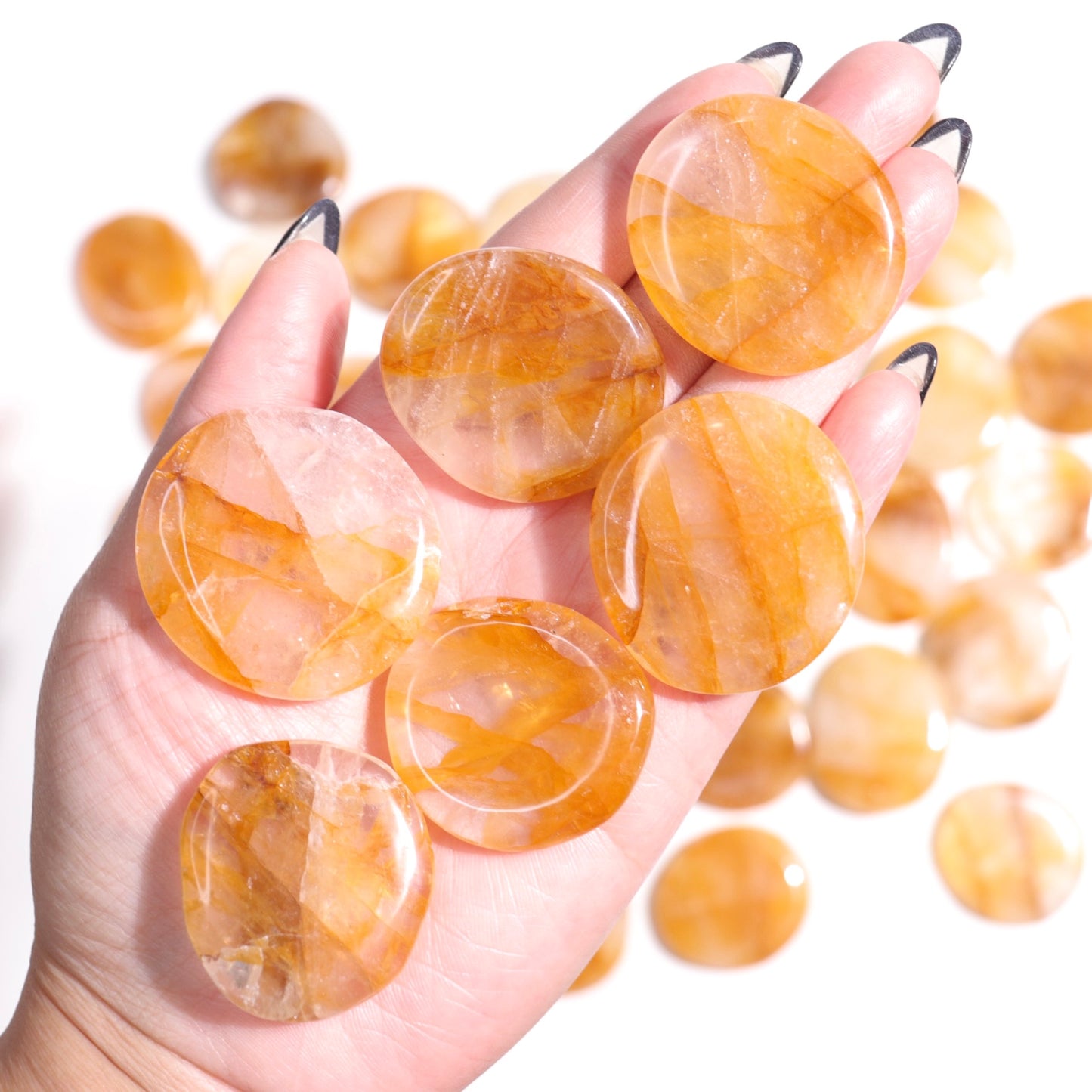 Golden Healer Flat Palm Stones