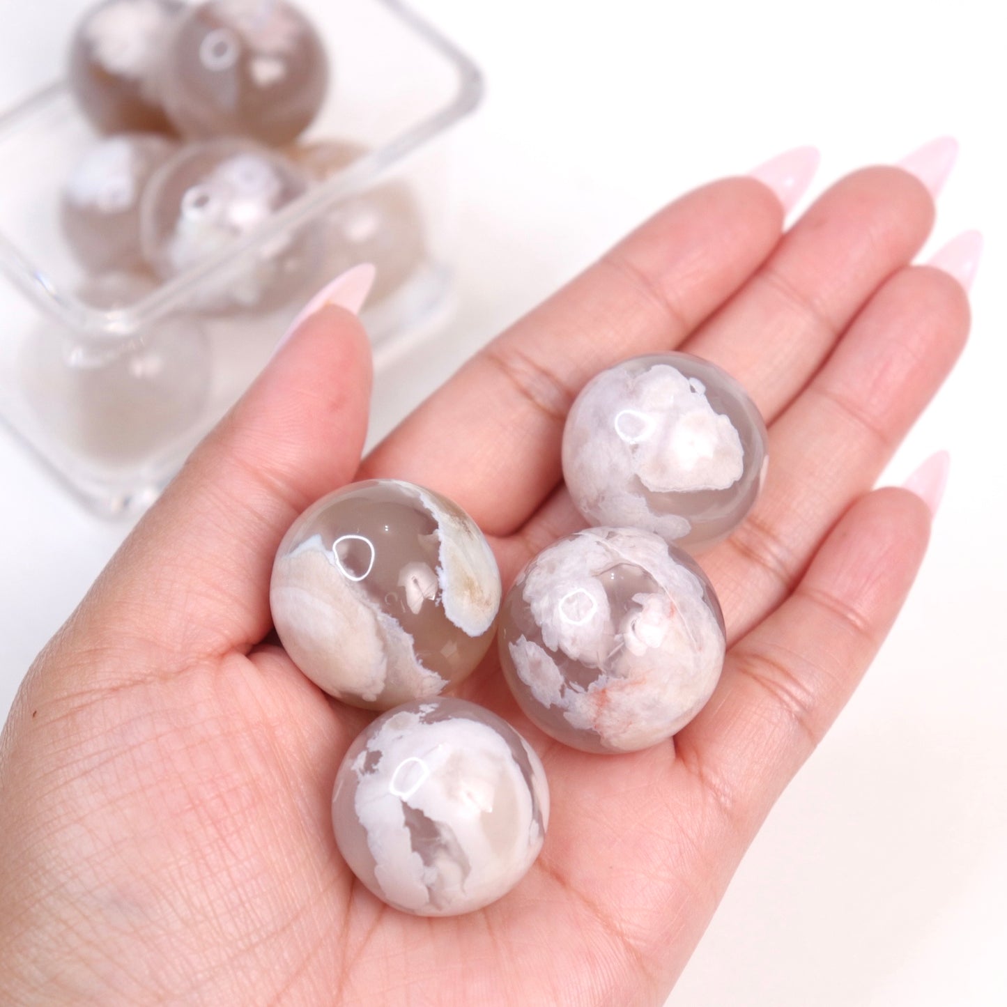 Flower Agate Sphere - Crescents & Crystals