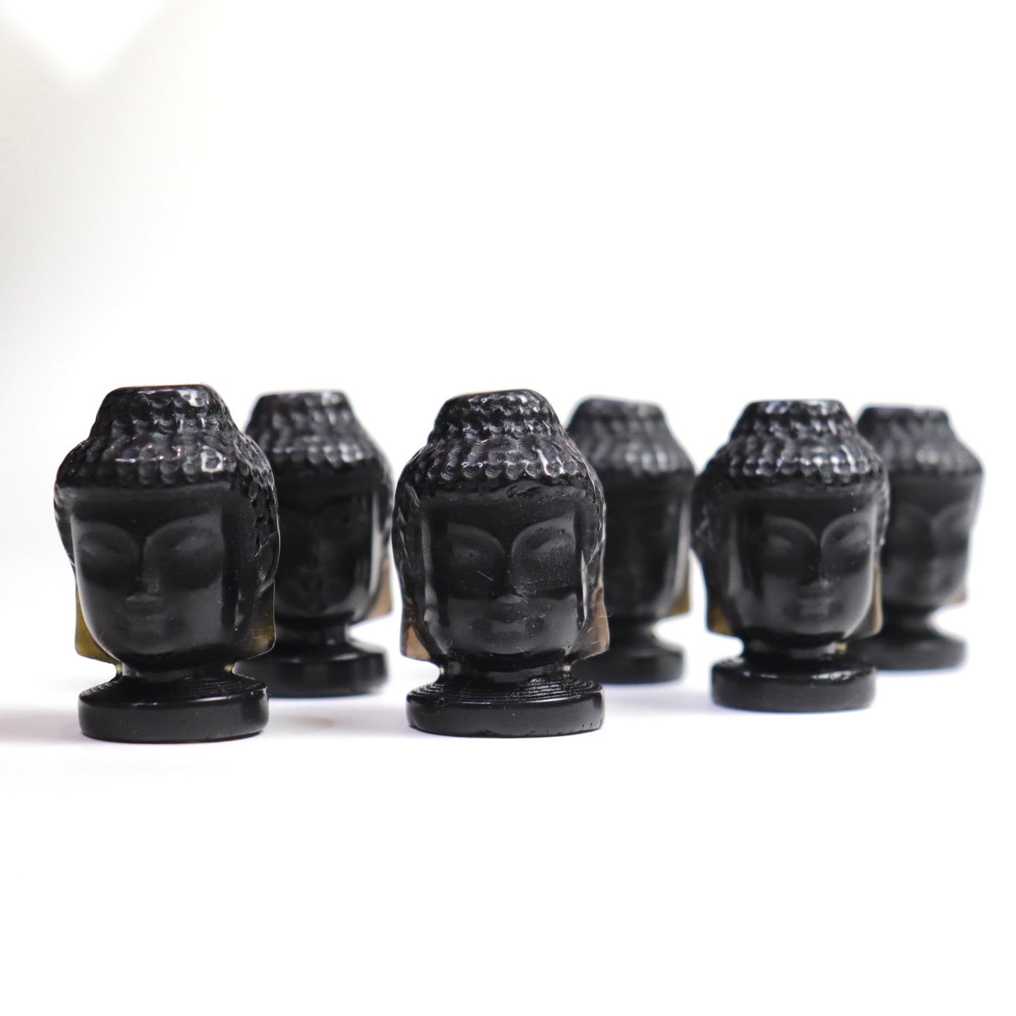 Mini Black Obsidian Buddha Head- Crescents & Crystals