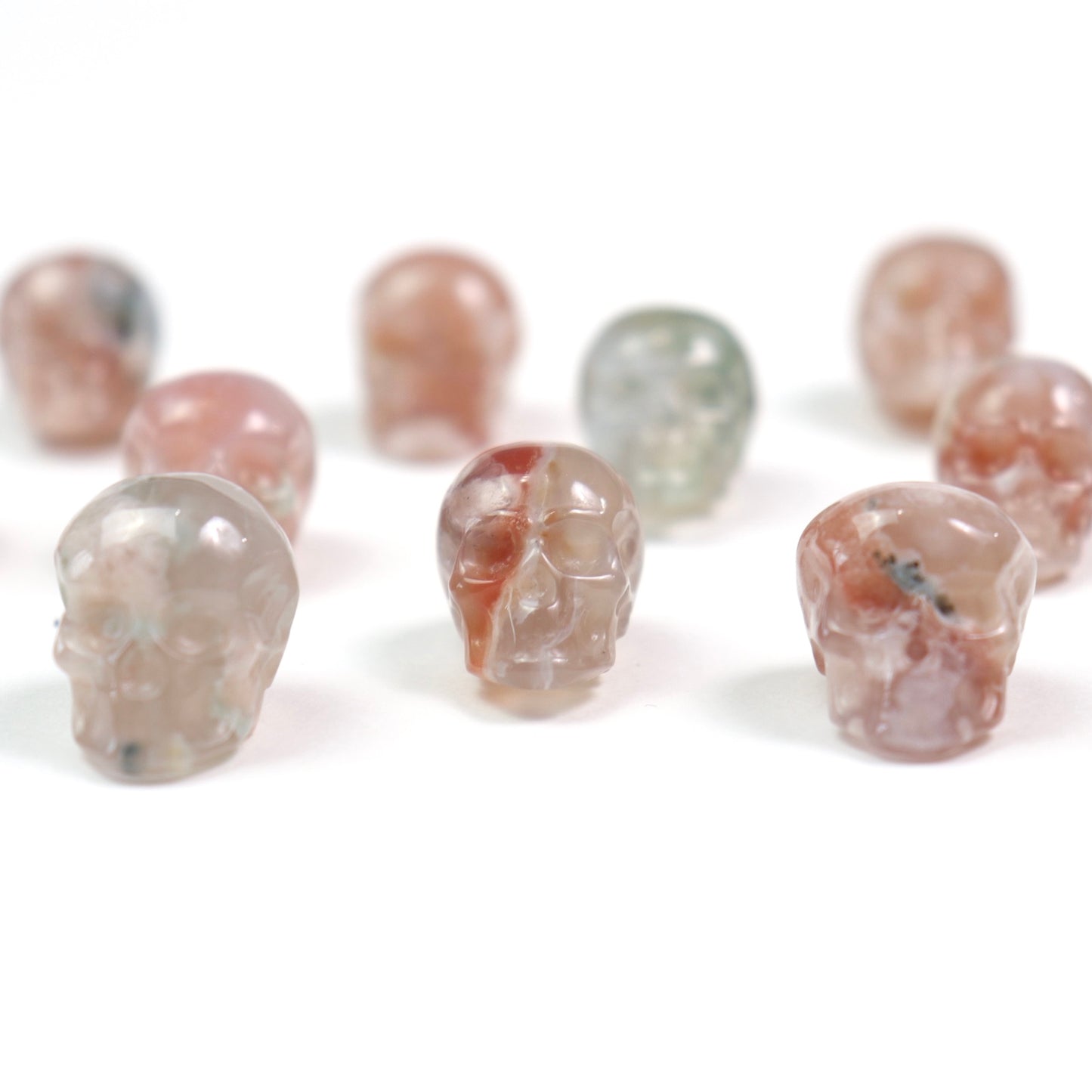Flower Agate Skulls