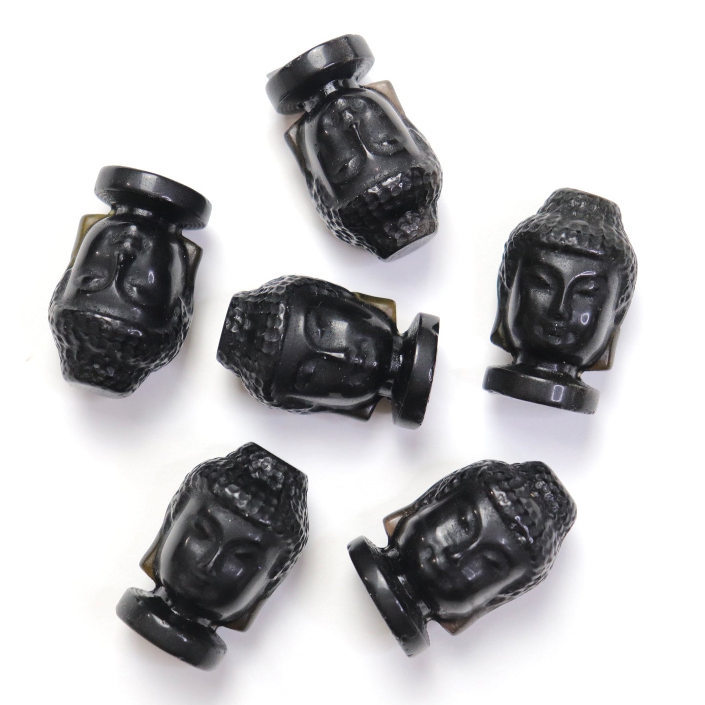 Mini Black Obsidian Buddha Head- Crescents & Crystals