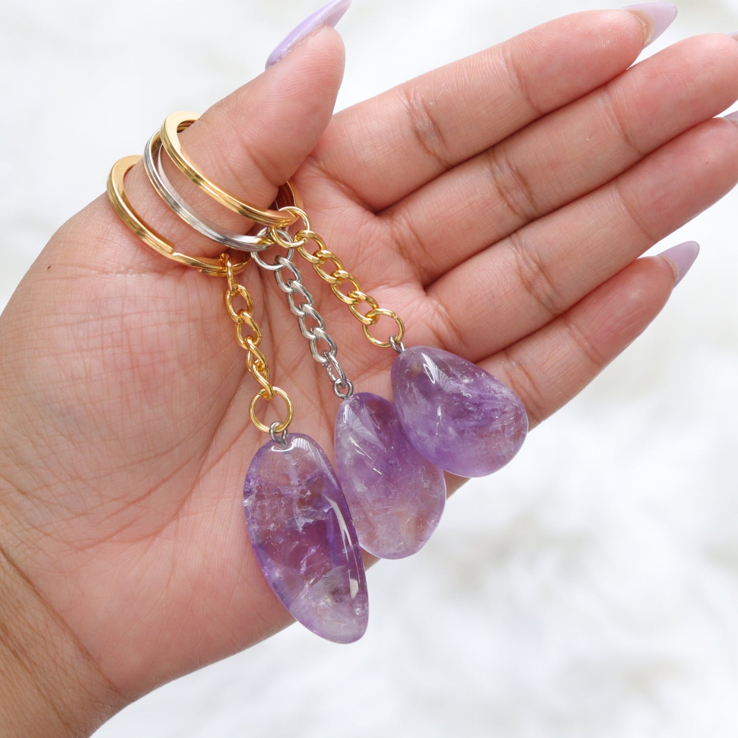Amethyst Keychain - Crescents & Crystals