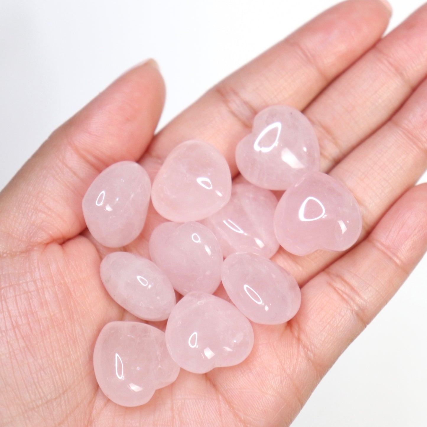 Rose Quartz Hearts - Crescents & Crystals