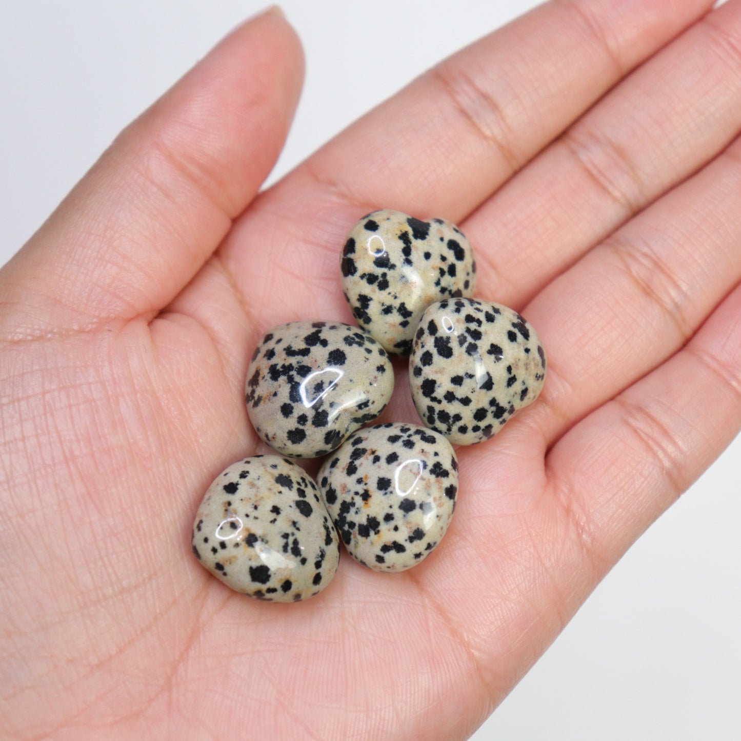 Dalmation Jasper Hearts - Crescents & Crystals