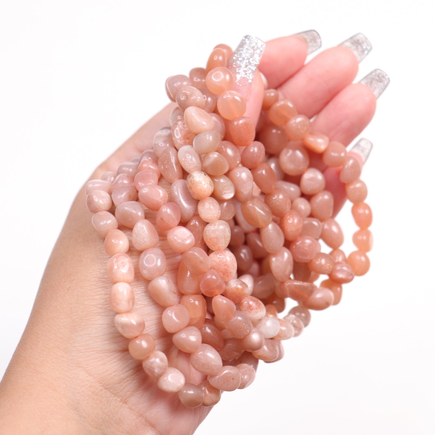 Peach Moonstone/Sunstone Bracelets