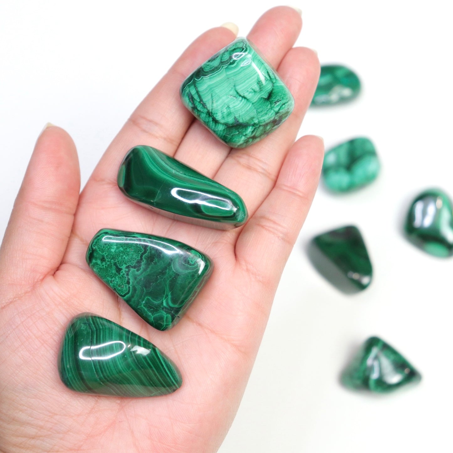 Malachite Tumbles - Crescents & Crystals