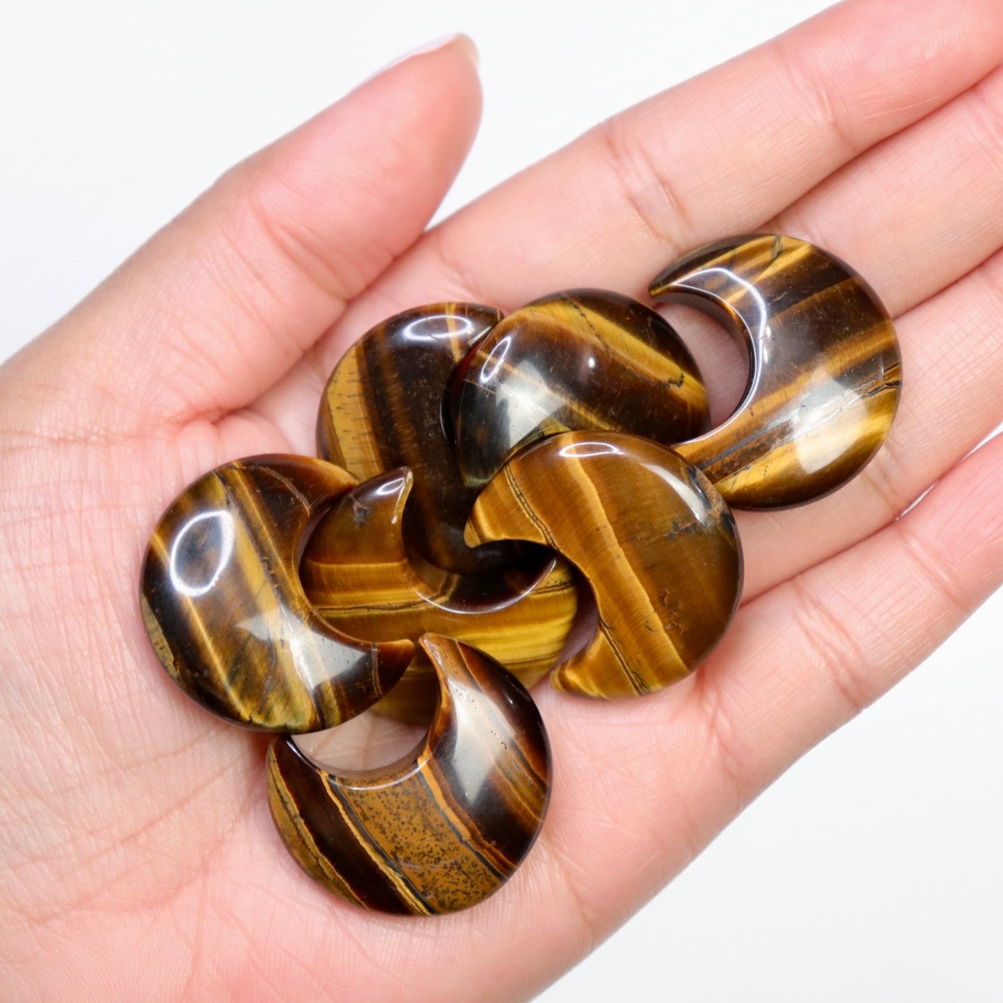 Tiger Eye Crescent Moon - Crescents & Crystals