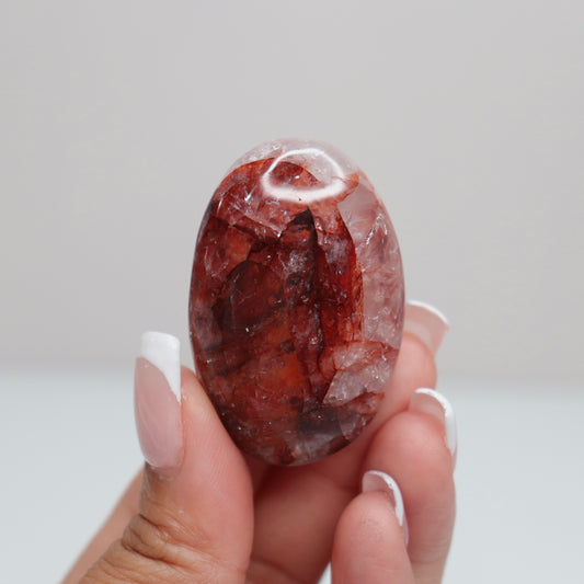 Hematoid Quartz Palm Stone | 9