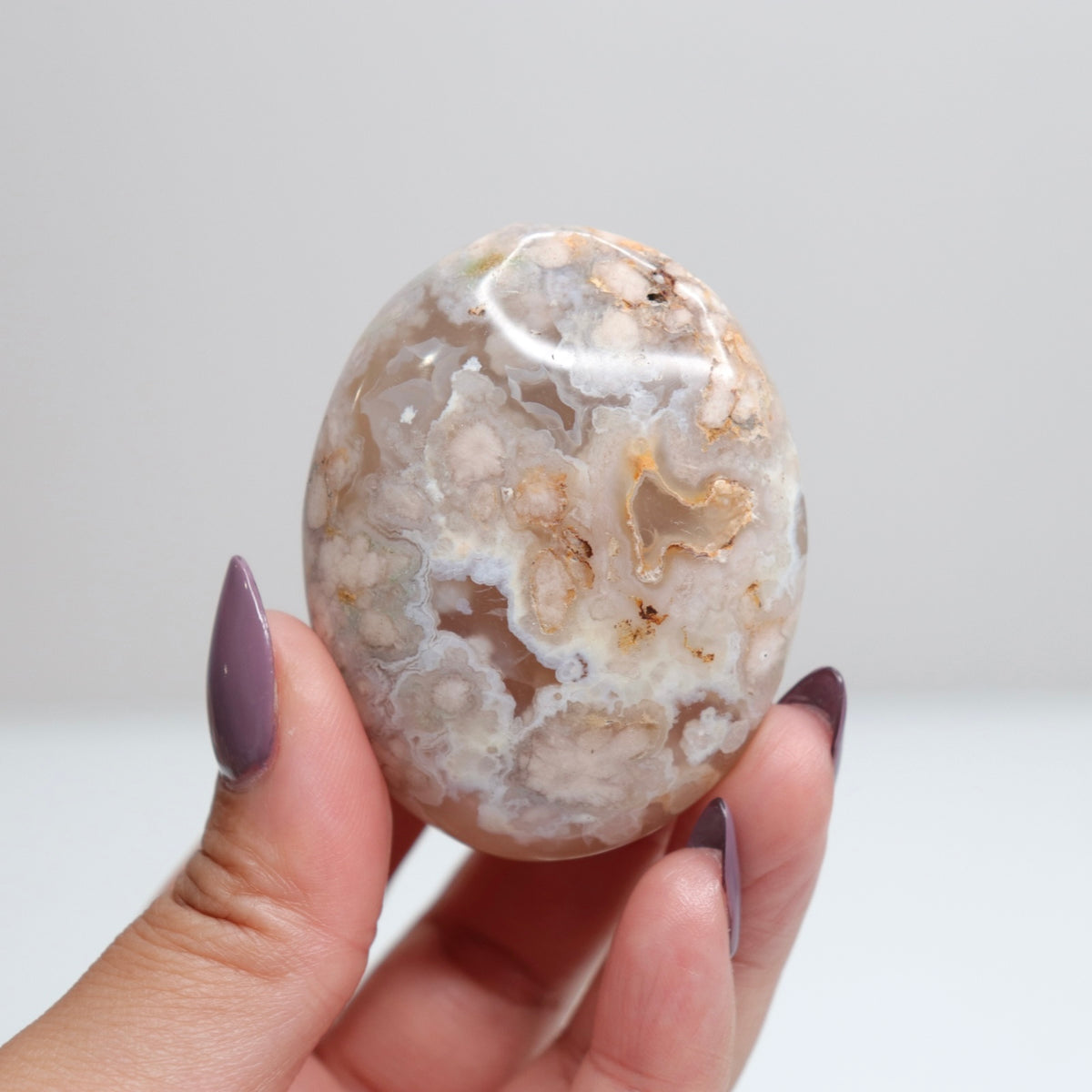 Flower Agate Palm Stone 115