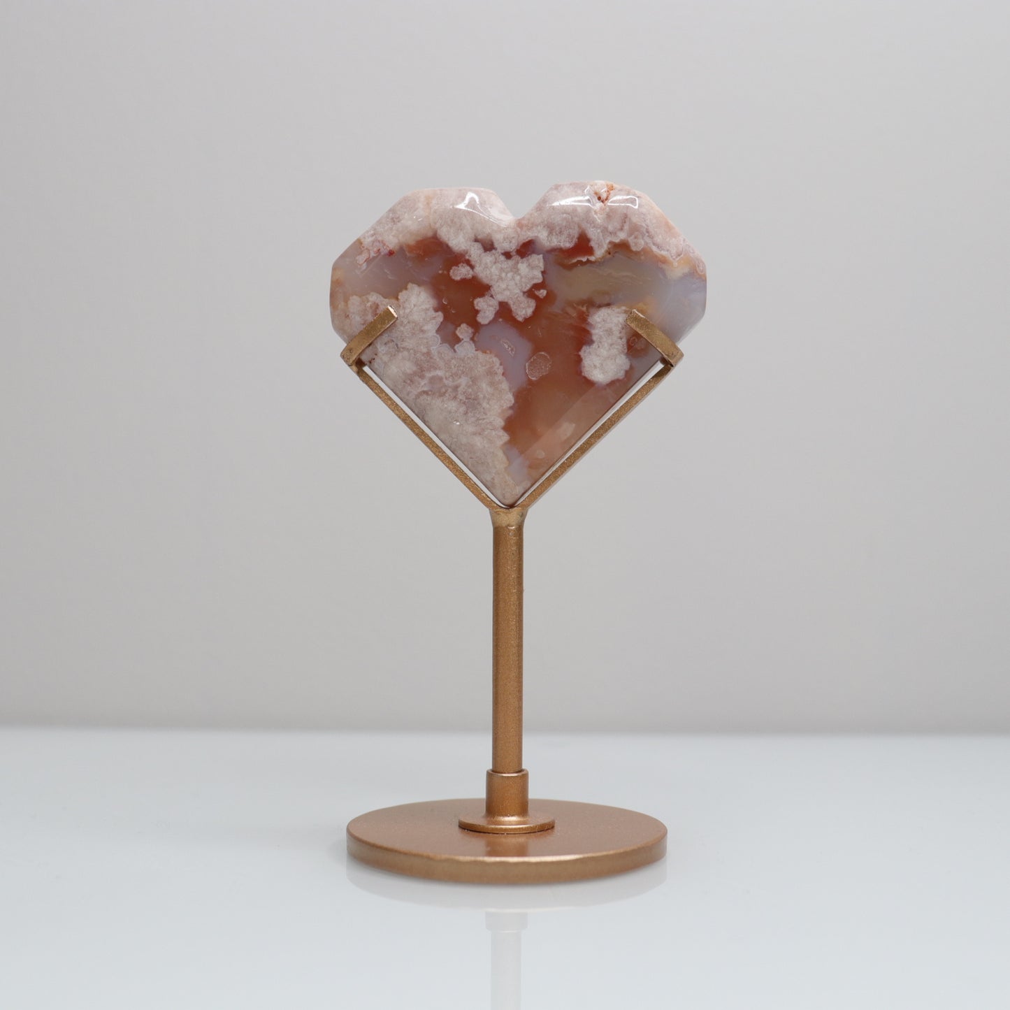 Flower Agate Heart w/ Stand | 2