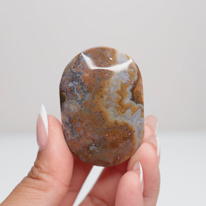 Mexican Lace Agate Palm Stone L