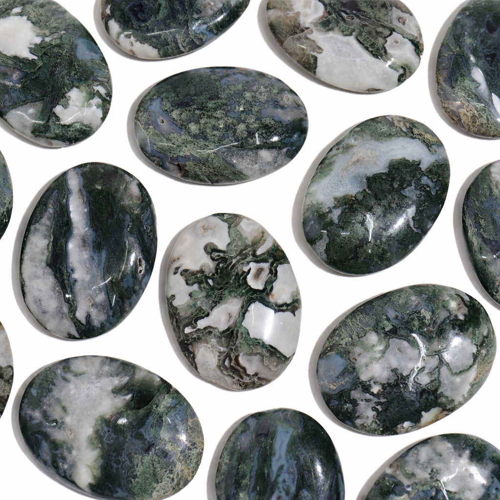 Moss Agate Palm Stones