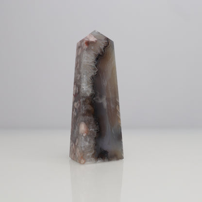 Black Flower Agate & Quartz Tower | 7