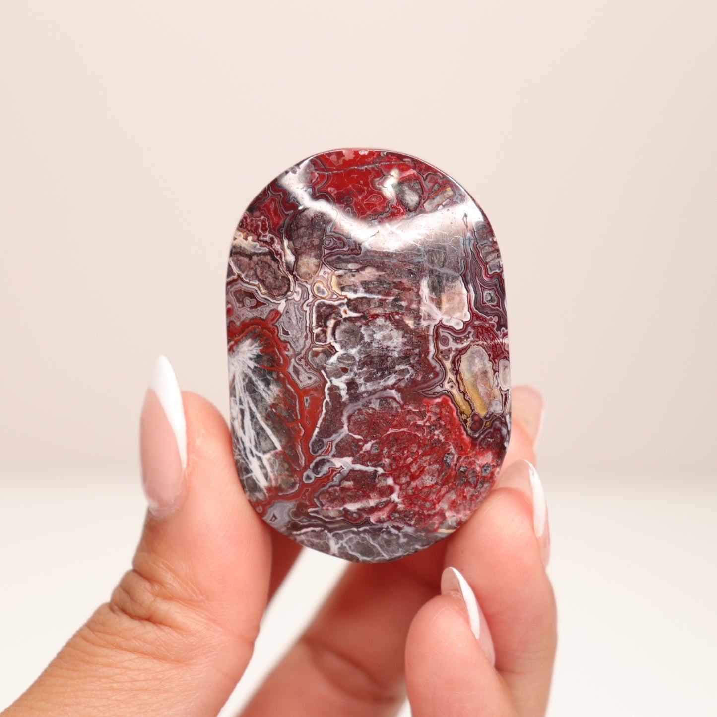 Mexican Lace Agate Palm Stone S