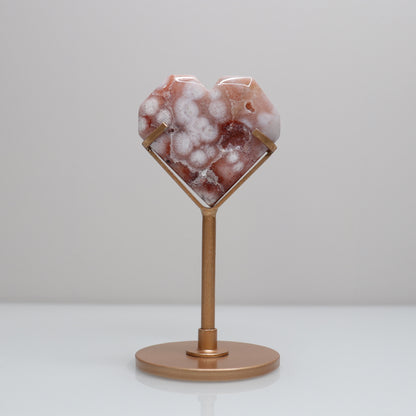 Flower Agate Heart w/ Stand | 5