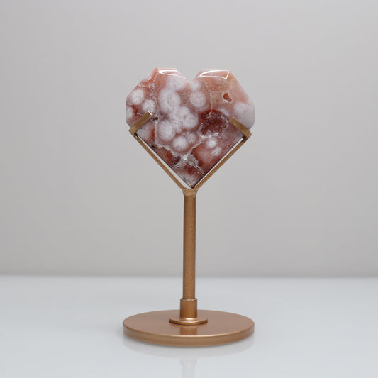 Flower Agate Heart w/ Stand | 5