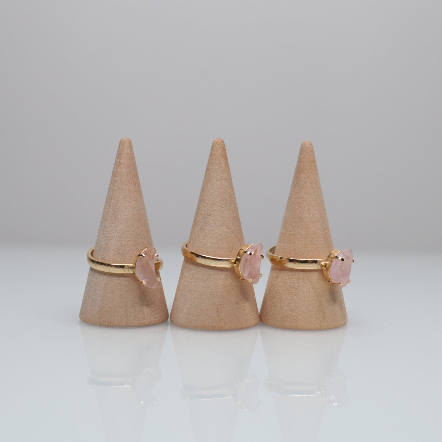18k Gold Plated Rose Quartz Rings