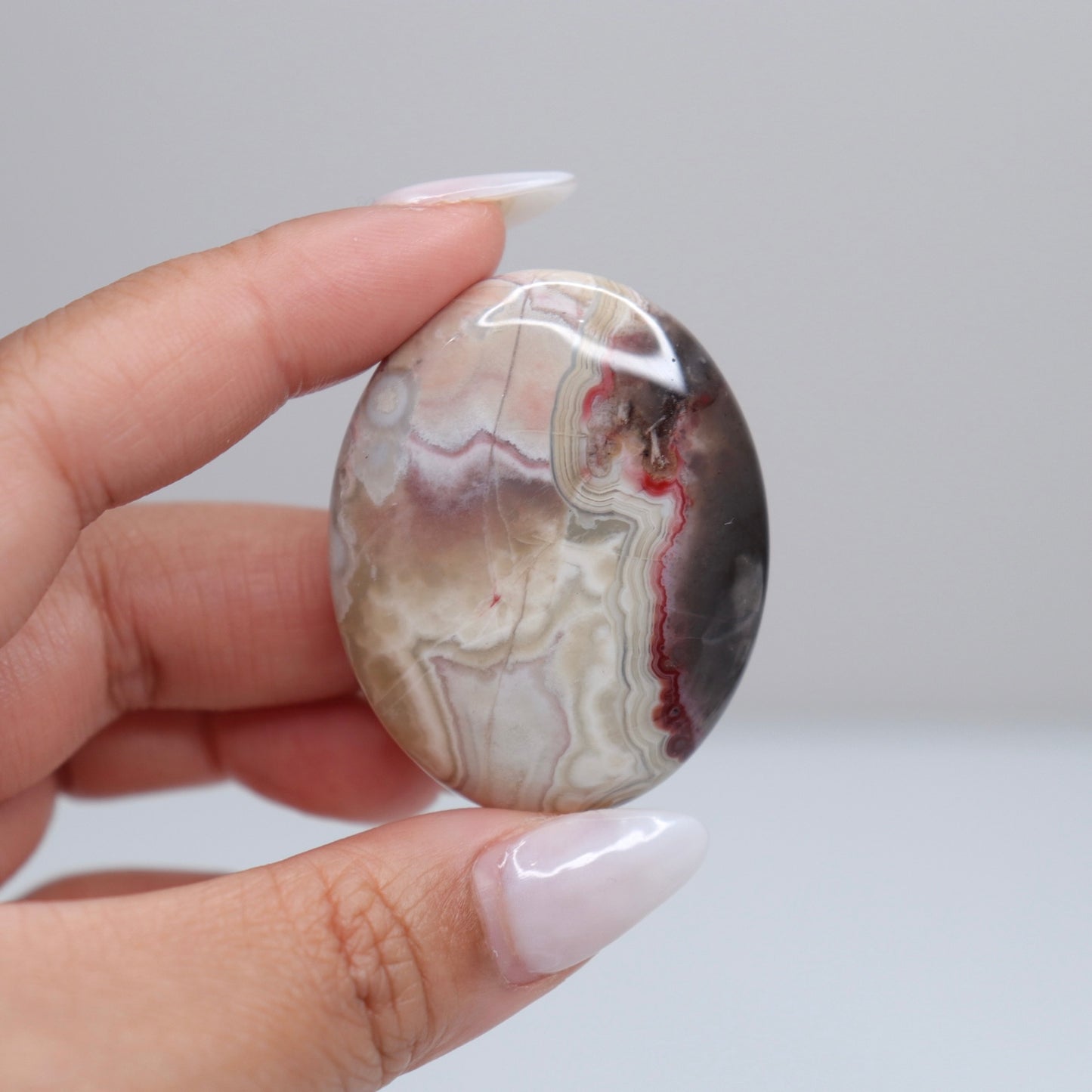 Mexican Lace Agate Palm Stone | 44