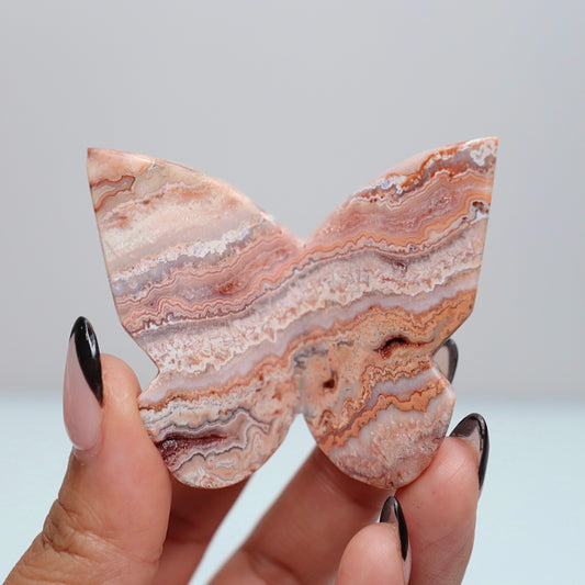 3D Pink Lace Agate Butterfly | E