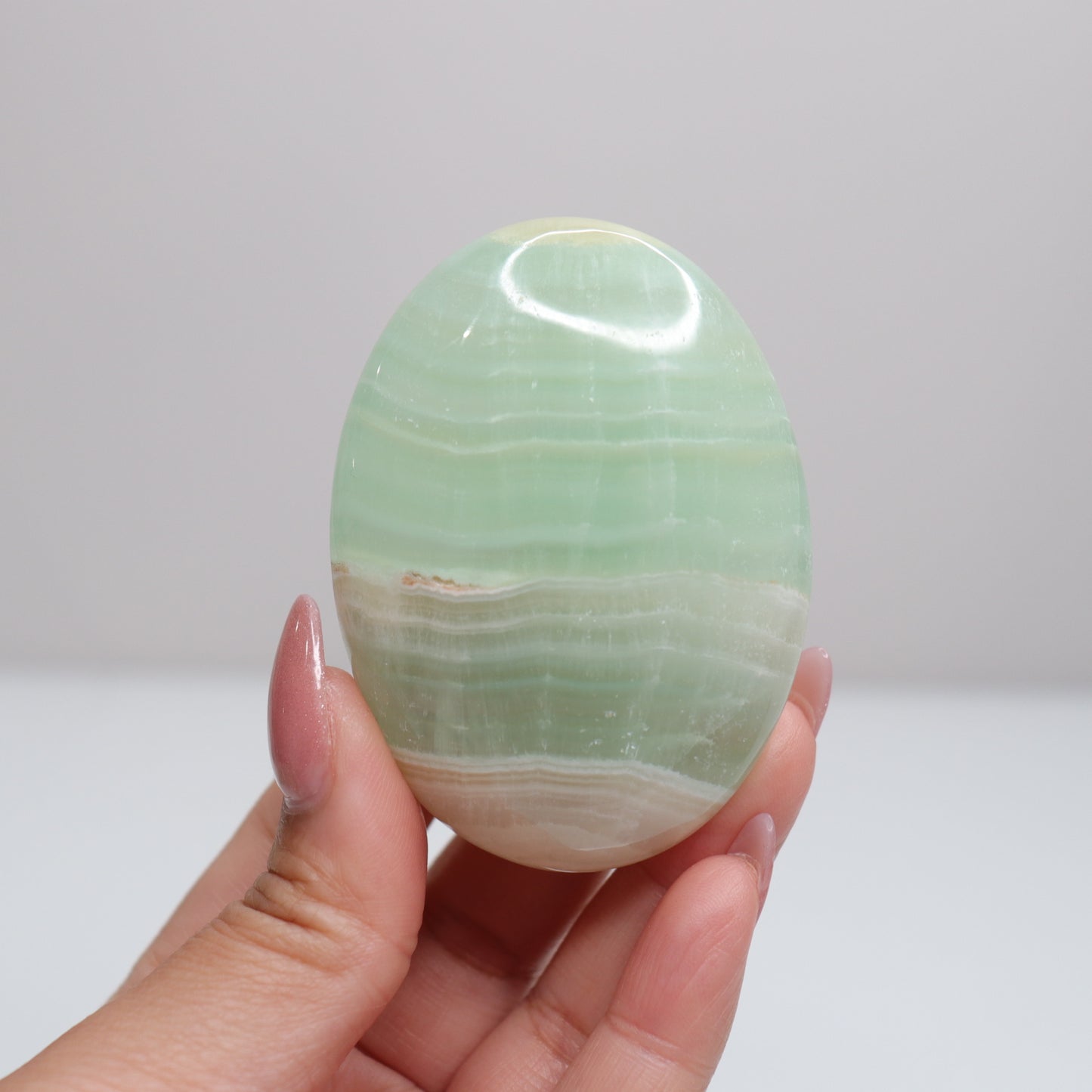 Pistachio Calcite Palm Stone | 87