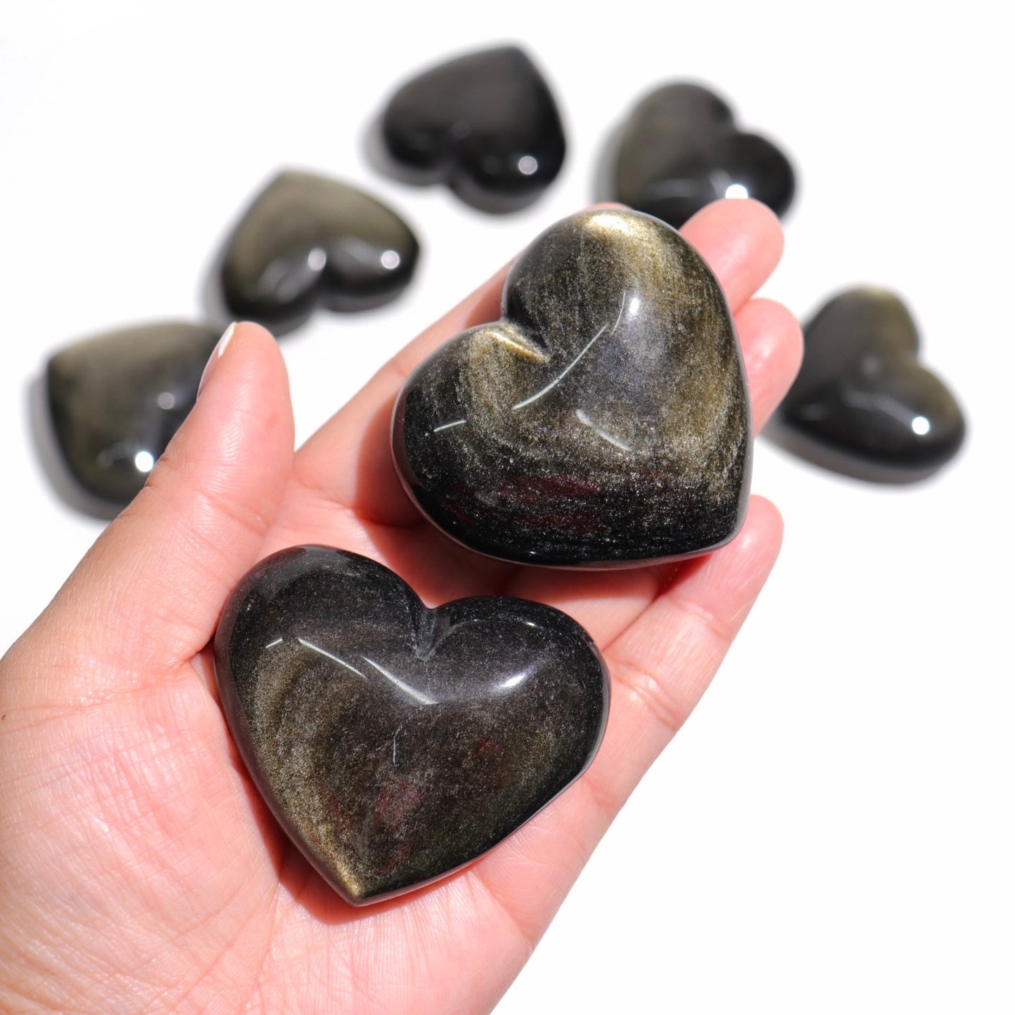 Black Obsidian Hearts | Golden Sheen