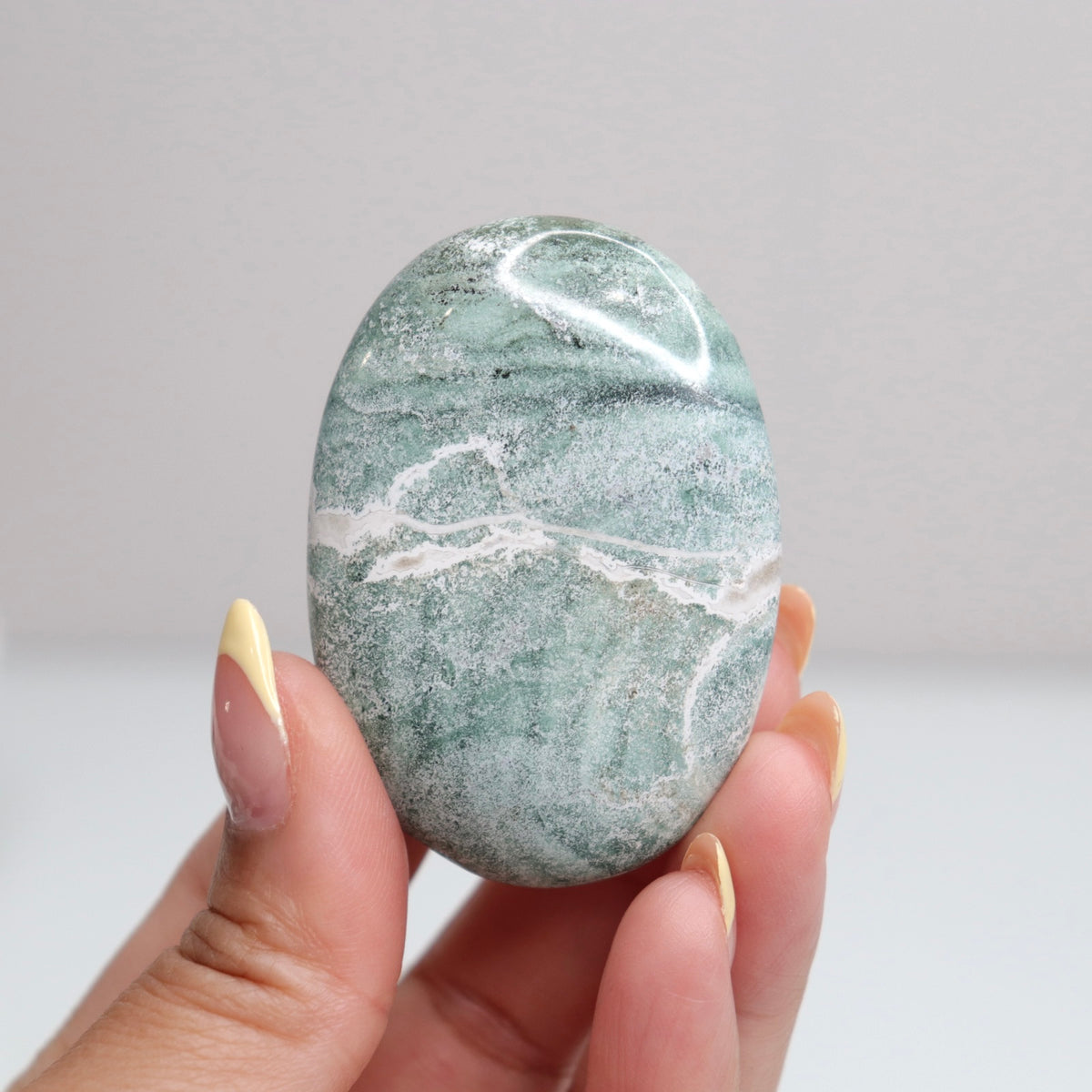 Green Sardonyx Palm Stone 1