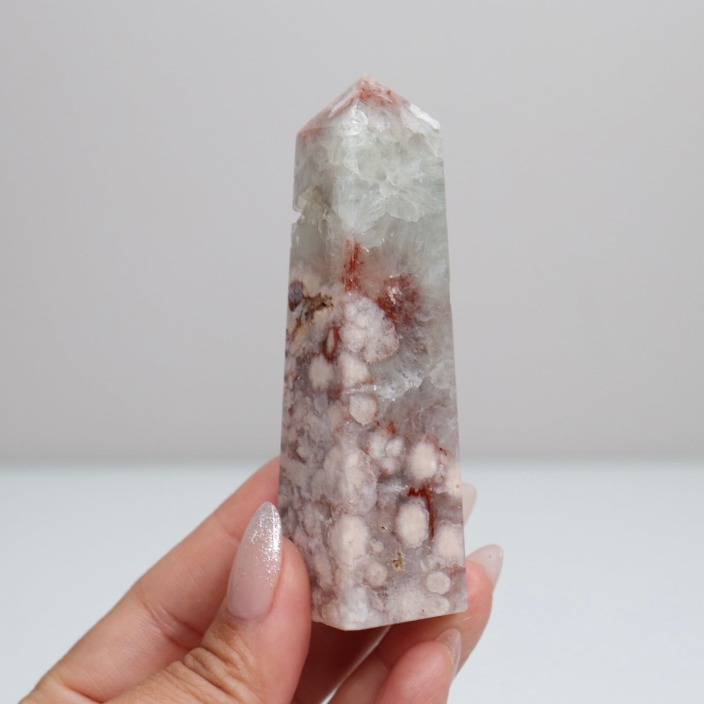 Flower Agate & Quartz Tower