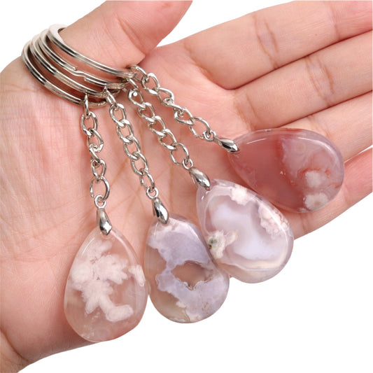 Flower Agate Keychains