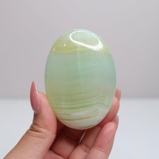Pistachio Calcite Palm Stone | 86