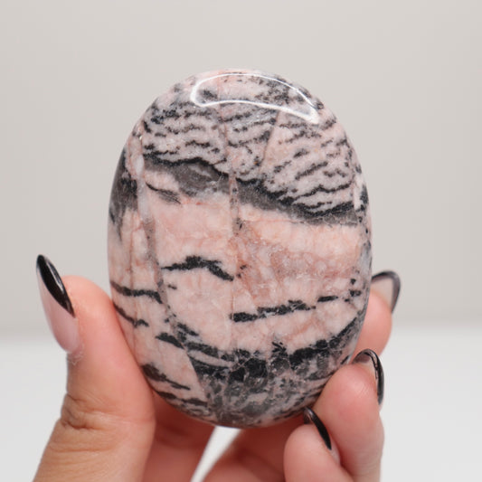 Pink Zebra Jasper Palm Stone | G