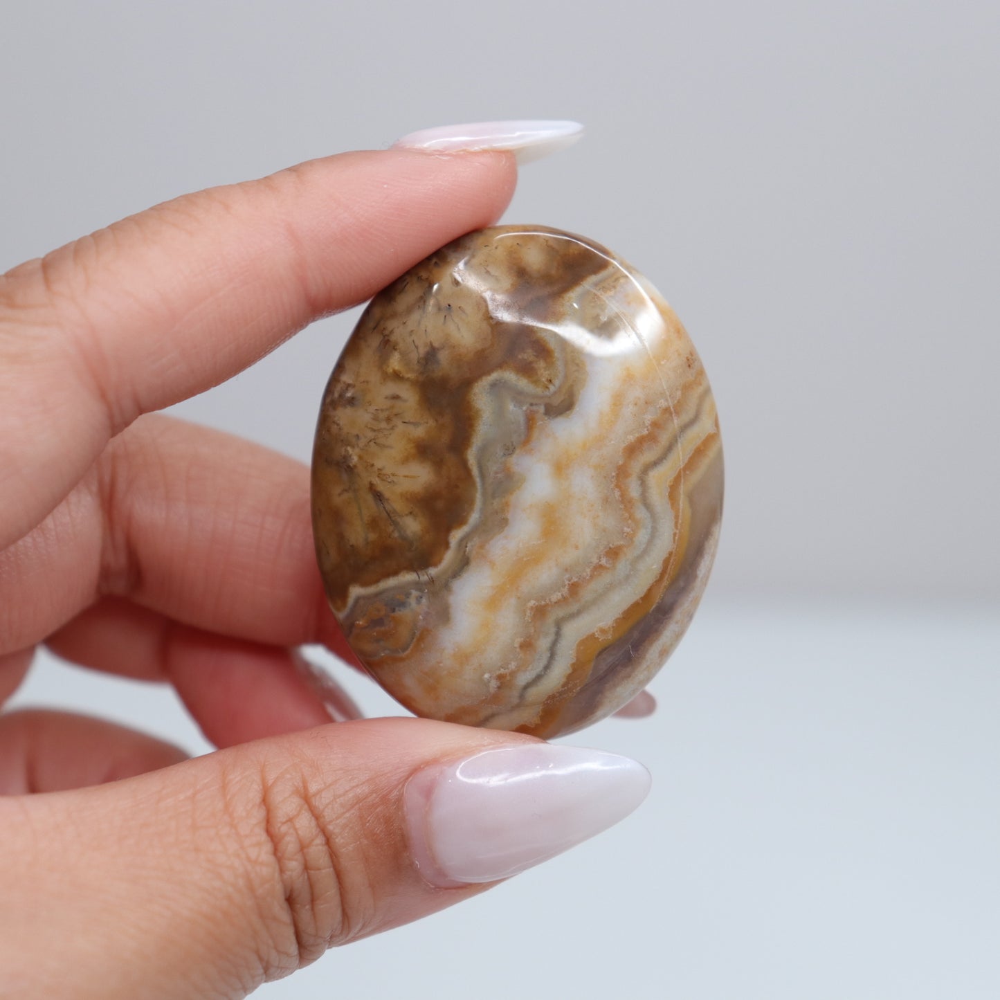 Mexican Lace Agate Palm Stone | 50