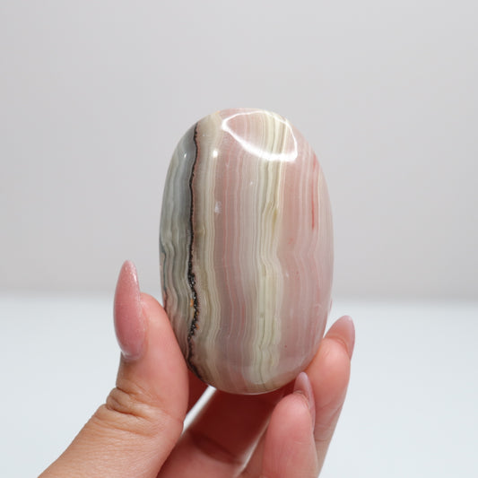 Pink Banded Onyx Palm Stone | 71