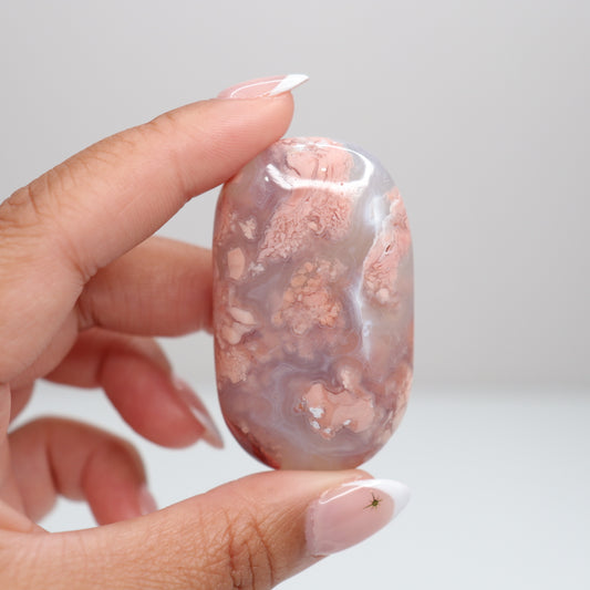 Pink Agate Palm Stone B