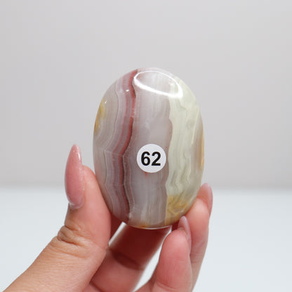Pink Banded Onyx Palm Stone | 62