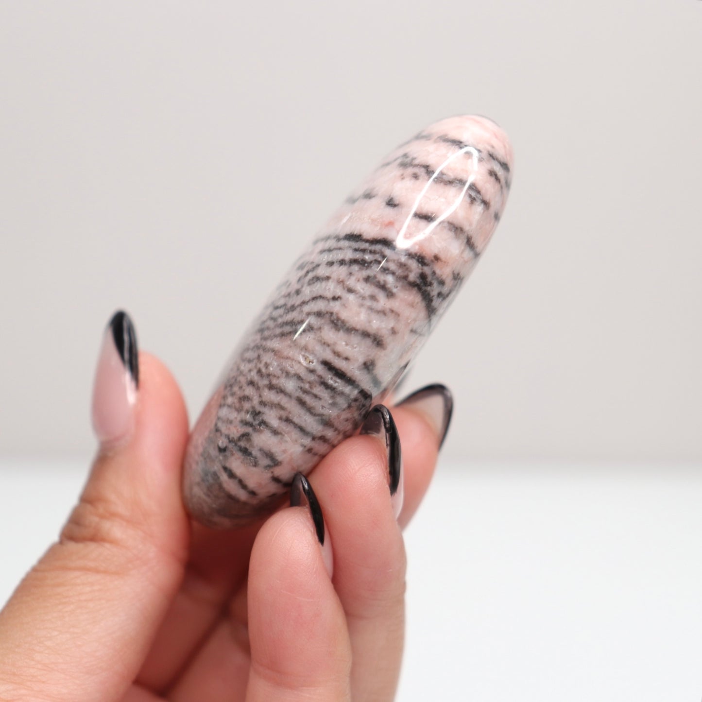 Pink Zebra Jasper Palm Stone | A