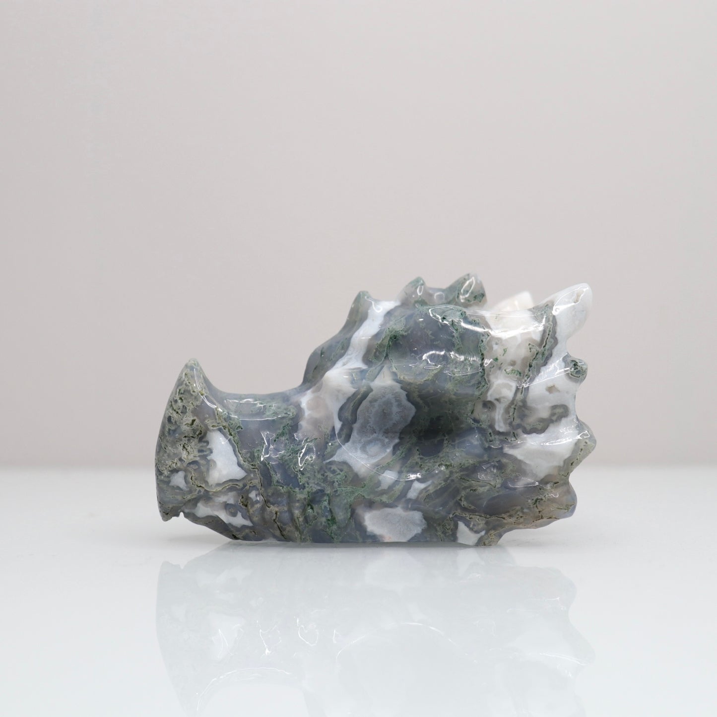 Moss Agate Dragon Head | 1