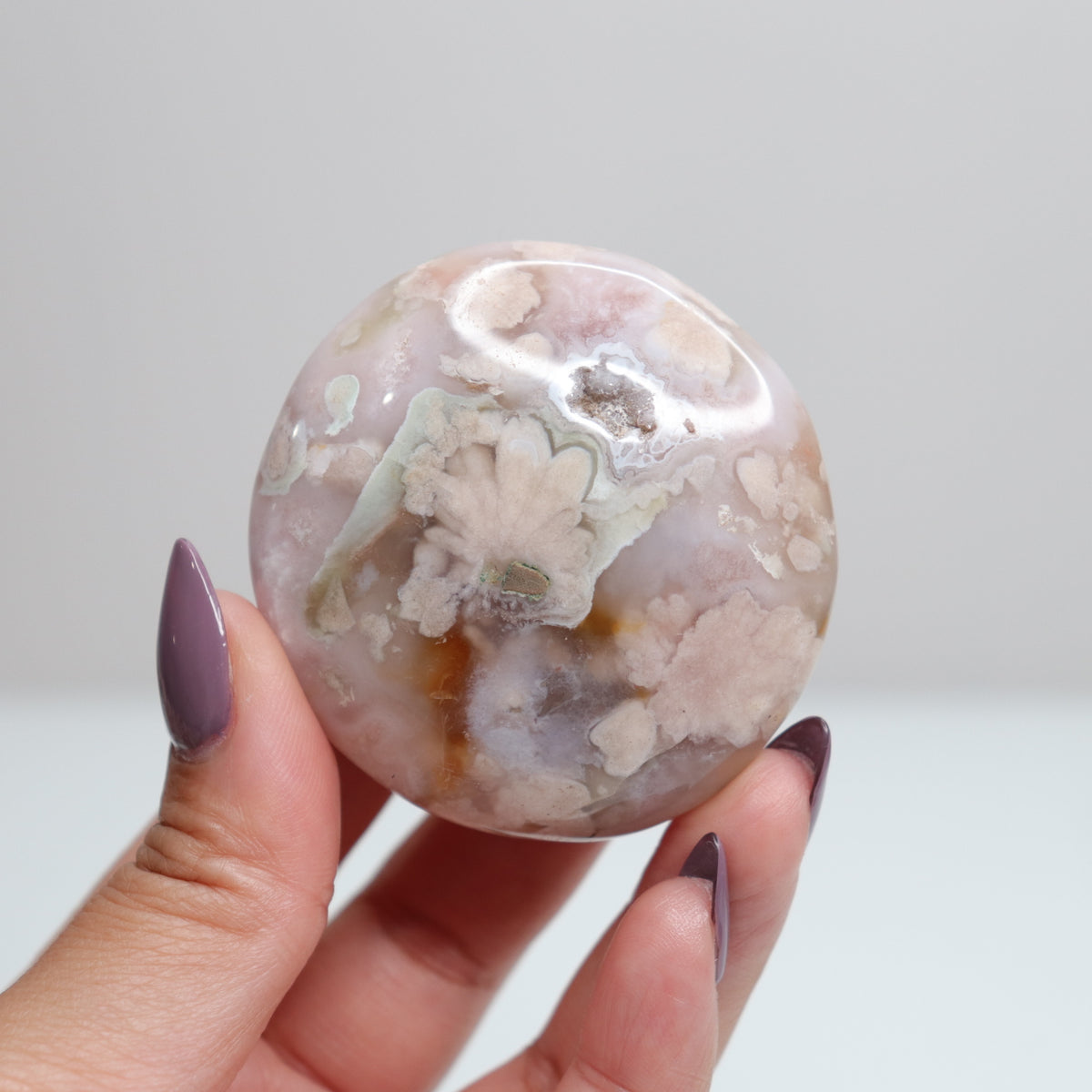Flower Agate Palm Stone 120