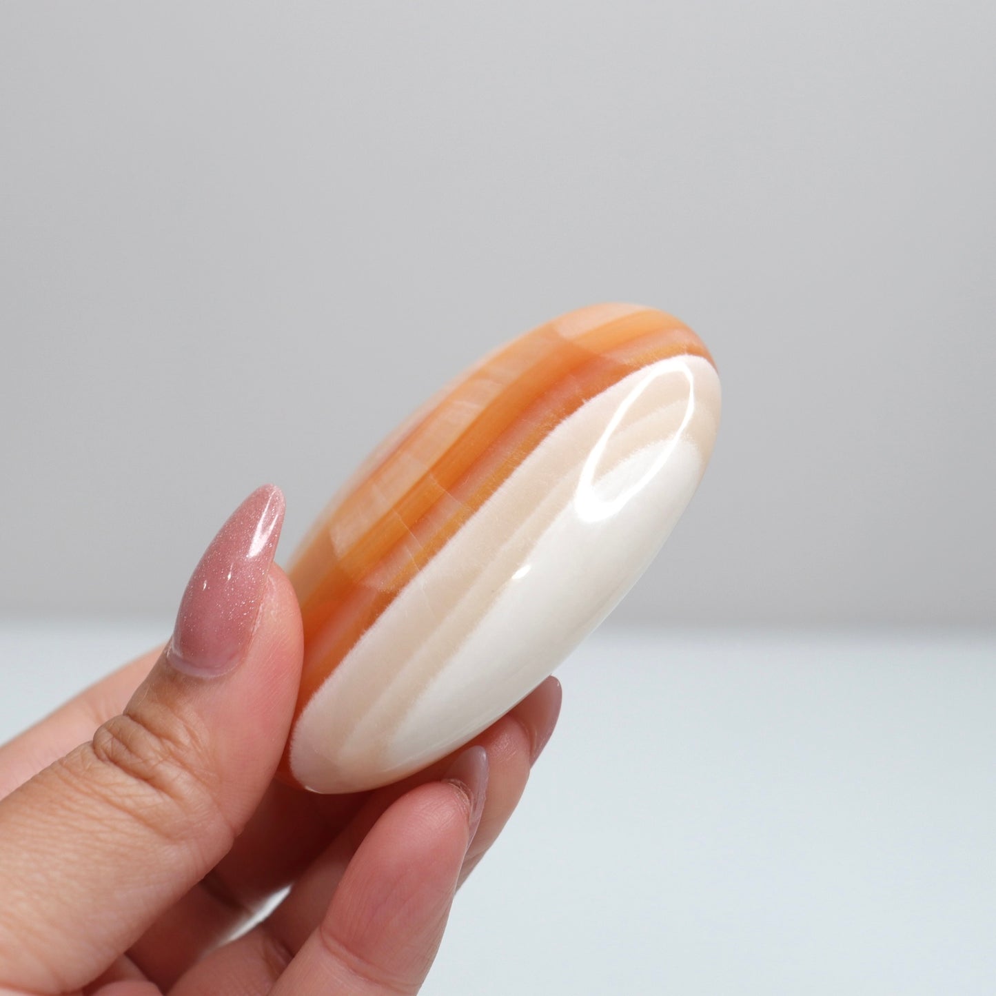 Orange Aragonite Palm Stone | 64